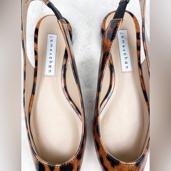 James Chan Animal Print Pointed Toe Leather Slingback Flats 6 NWOB - Picture 5 of 9